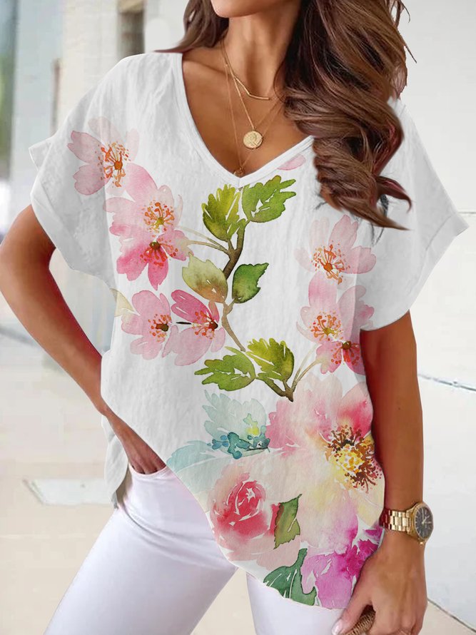 Urlaub Aquarell Blume Serie Bluse T-Shirt Große Größen