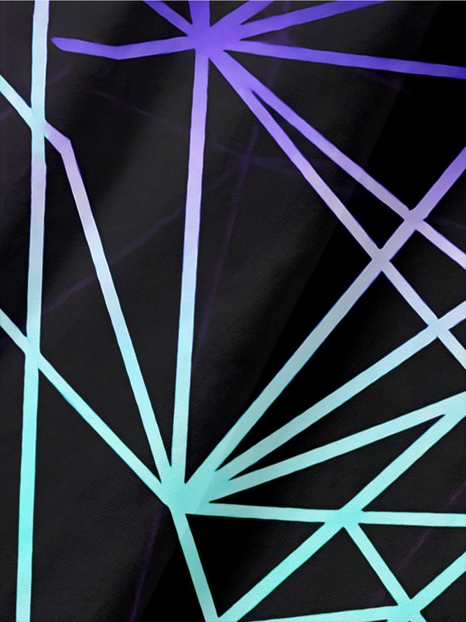 Lässig Kunst Sammlung Farbverlauf Geometrisch Streifen Farbblock Muster Revers Kurzarm Polo Print Oberteile