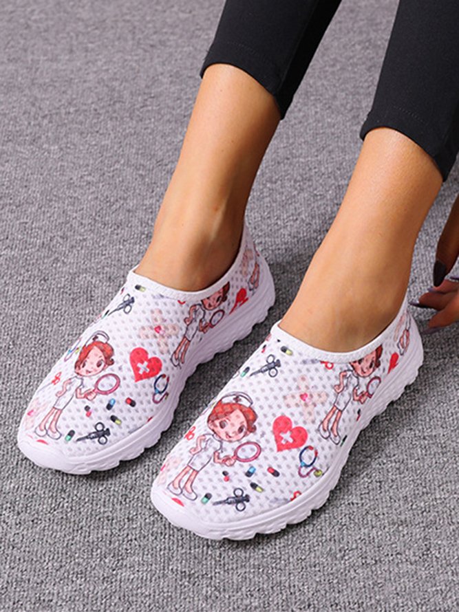 Krankenschwester Kampf Epidemie Print Atmungsaktiv Tüll Mesh Leicht Sneakers