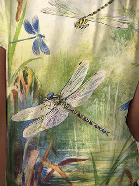 Sommer Libelle Entwurf Rundhals Stricken Kurzarm T-Shirt
