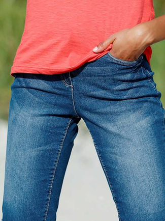 Große Größen Denim Unifarben Fünfte Jeans