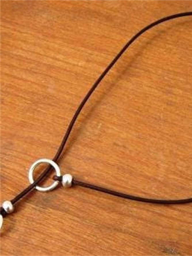 Bohemien Geometrisch Kreis Leder Kabel Korn Verstellbar Halskette