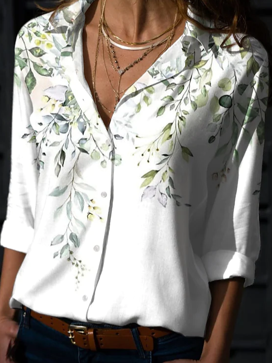 Damen Täglich Wochenende Geblümt Bluse Bluse Geblümt Langarm Knopf Print Hemdkragen Lässig Strassenmode Blusen & Shirts