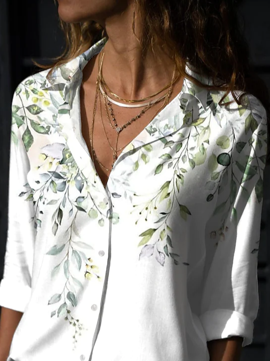 Damen Täglich Wochenende Geblümt Bluse Bluse Geblümt Langarm Knopf Print Hemdkragen Lässig Strassenmode Blusen & Shirts
