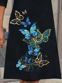 Schmetterling V-Ausschnitt Regelmäßige Passform Kleider