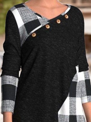 Farbblock Karree-Ausschnitt Regelmäßige Passform Blusen & Shirt
