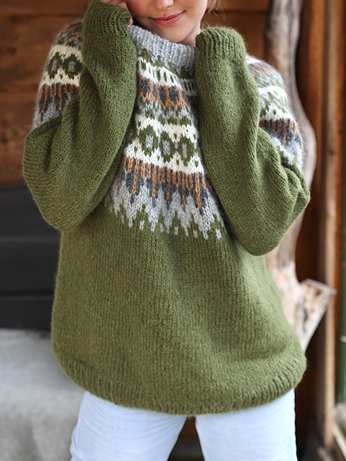 Geometrisch Weit Lässig Pullover