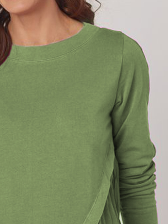 Lässig Unifarben Herbst Täglich Regelmäßige Passform Langarm Regelmäßig H-Linie Regelmäßig Blusen & Shirts für Damen