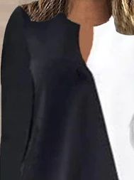 Damen Lässig Farbblock Herbst Mikroelastizität Weit Regelmäßig H-Linie Regelmäßig Regelmäßig Größe T-Shirt