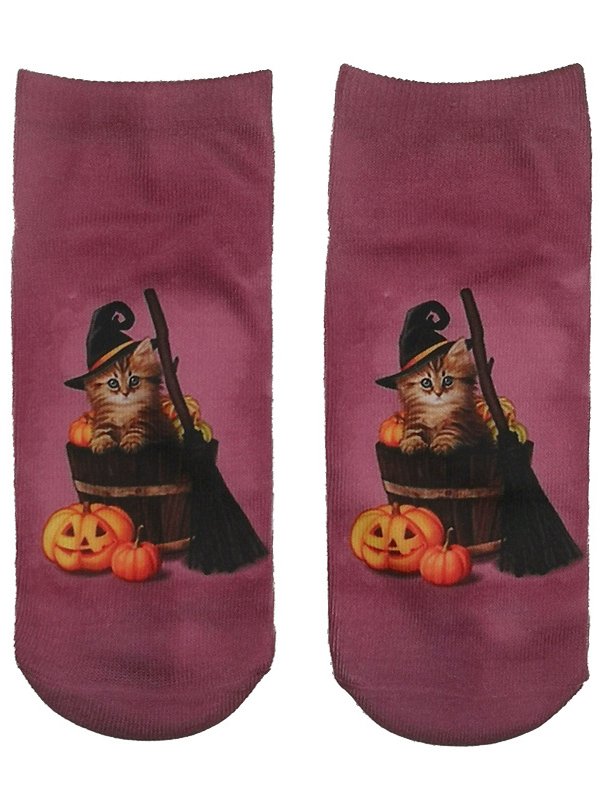 Lässig Alle Jahreszeiten Katze Baumwolle Print Atmungsaktiv Standard Knöchel Socken Regelmäßig Socken für Damen