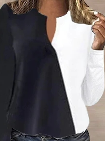 Damen Lässig Farbblock Herbst Mikroelastizität Weit Regelmäßig H-Linie Regelmäßig Regelmäßig Größe T-Shirt
