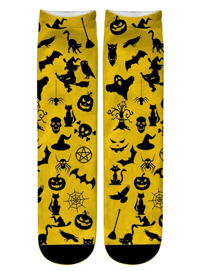 Damen Straße Alle Jahreszeiten Halloween Baumwolle Print Urlaub Bestseller Über das Unterschenkel Socken Regelmäßig Socken