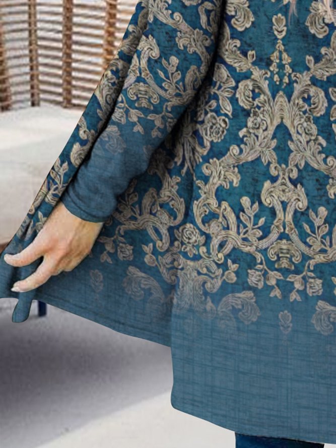 Damen Lässig Farbverlauf Herbst Mikroelastizität Täglich Jersey Mittellang A-Linien Regelmäßig Größe Sonstiges Mantel