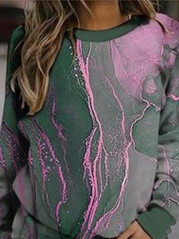 Damen Lässig Farbverlauf Herbst Mikroelastizität Täglich Rundhals H-Linie Regelmäßig Regelmäßig Größe Sweatshirts