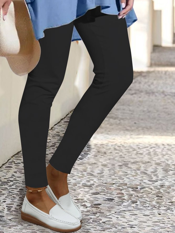 Unifarben Elastische Taille Stiftung Einfach Hohe Elastizität Hosen Leggings Große Größen