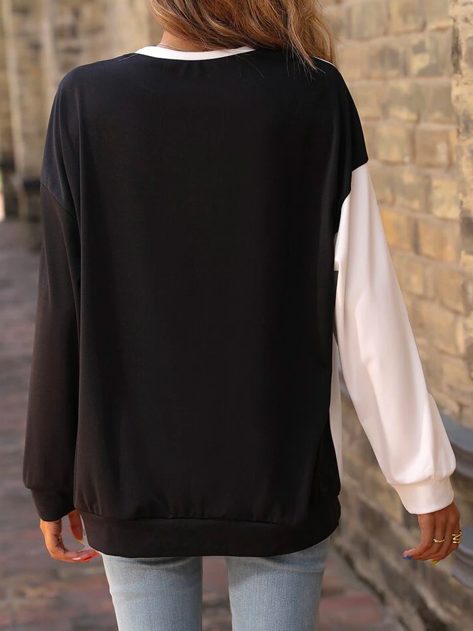 Geometrisch Lässig Herbst Nahtverarbeitung Regelmäßige Passform Regelmäßig H-Linie Regelmäßig Regelmäßig Größe Sweatshirts für Damen