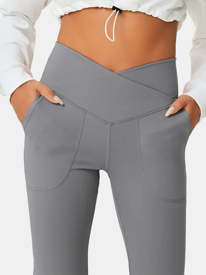 Damen Lässig Unifarben Herbst Mikroelastizität Täglich Regelmäßige Passform Gummiband A-Linien Regelmäßig Größe Jogginghose