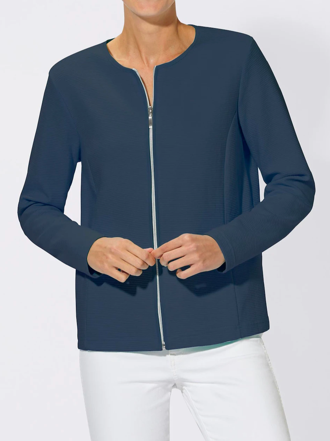 Lässig Unifarben Herbst Polyester Normal Mikroelastizität Täglich Regelmäßige Passform Regelmäßig Größe Jacke für Damen