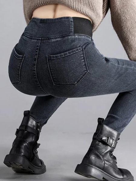 Weit Unifarben Denim Jean