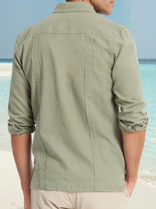 Baumwolle Guayabera Langarm Bluse