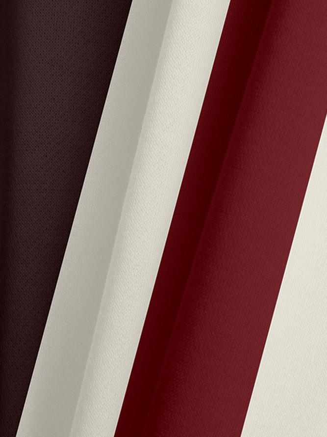 Lässig Kunst Sammlung Geometrisch Streifen Farbe Blockierung Revers Knopf Langarm Bedrucktes Poloshirt