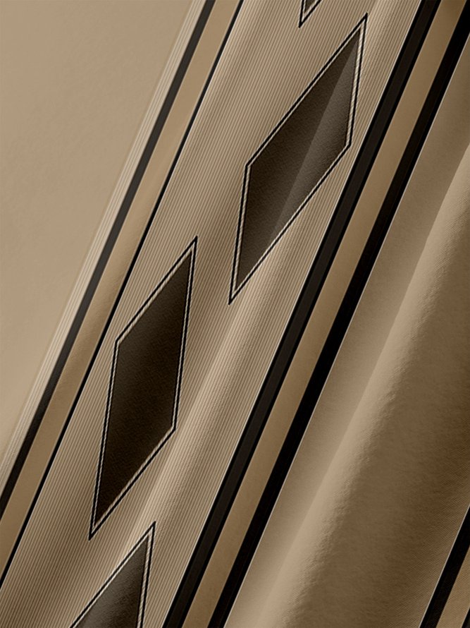 Lässig Kunst Streifen Geometrisch Farbblock Revers Postleitzahl Langarm Bedrucktes Poloshirt