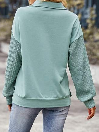 Reißverschluss Unifarben Schalkragen Weit Sweatshirts