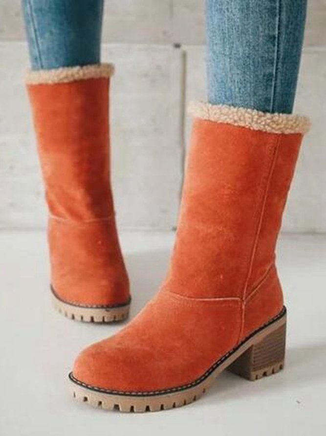 Damen Warm Quadrat Pumps Knöchel Schneestiefel