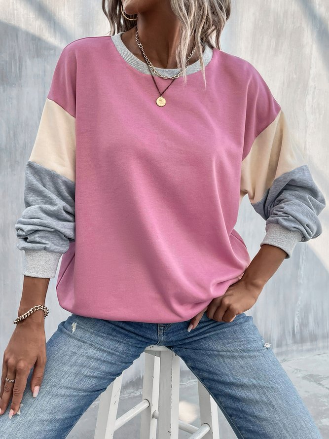 Rundhals Lässig Regelmäßige Passform Sweatshirts