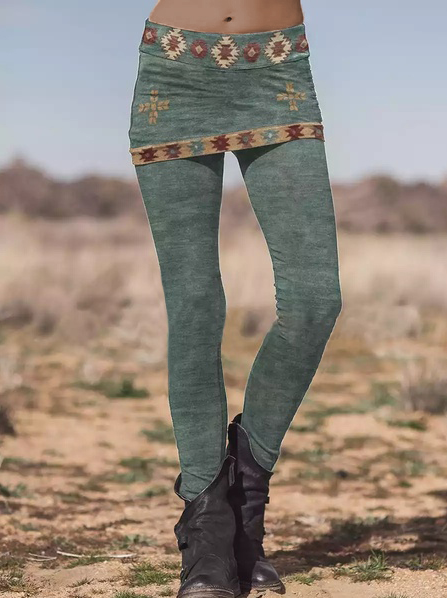 Jersey Böhmisch Ethnisch  Lang Legging