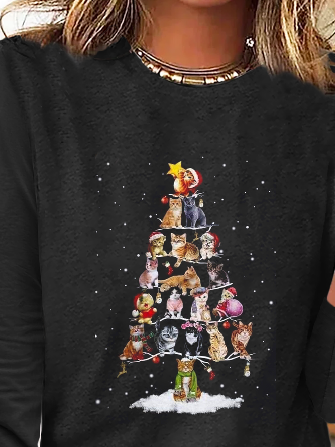 Weihnachtsbaum Print Lässig T-Shirt