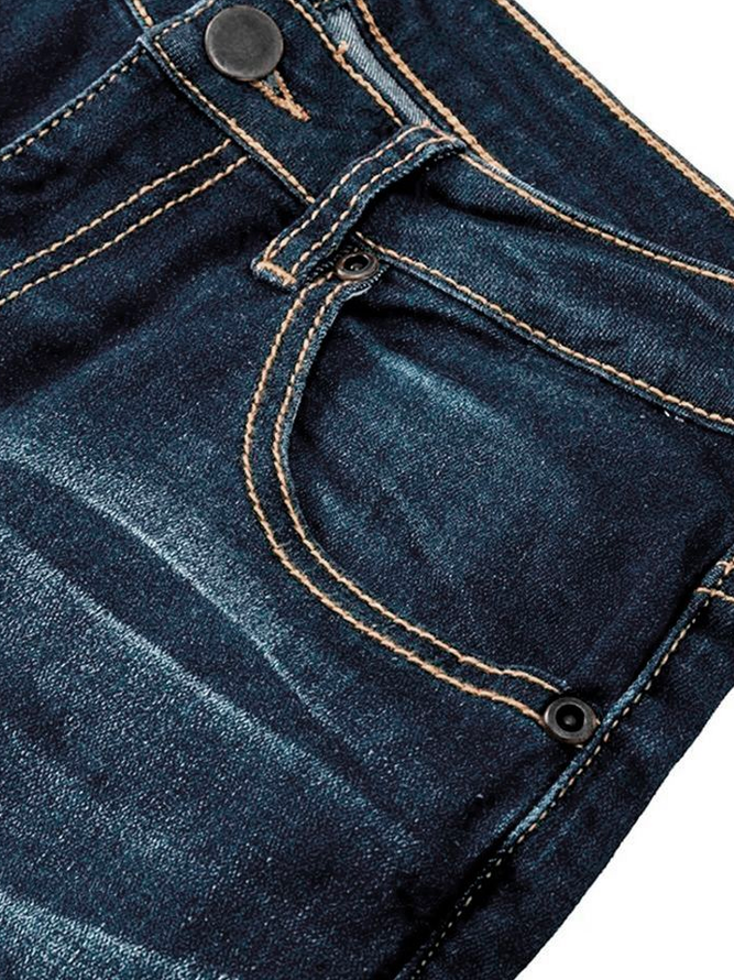Weihnachten Unifarben Lässig Denim Weit Jean