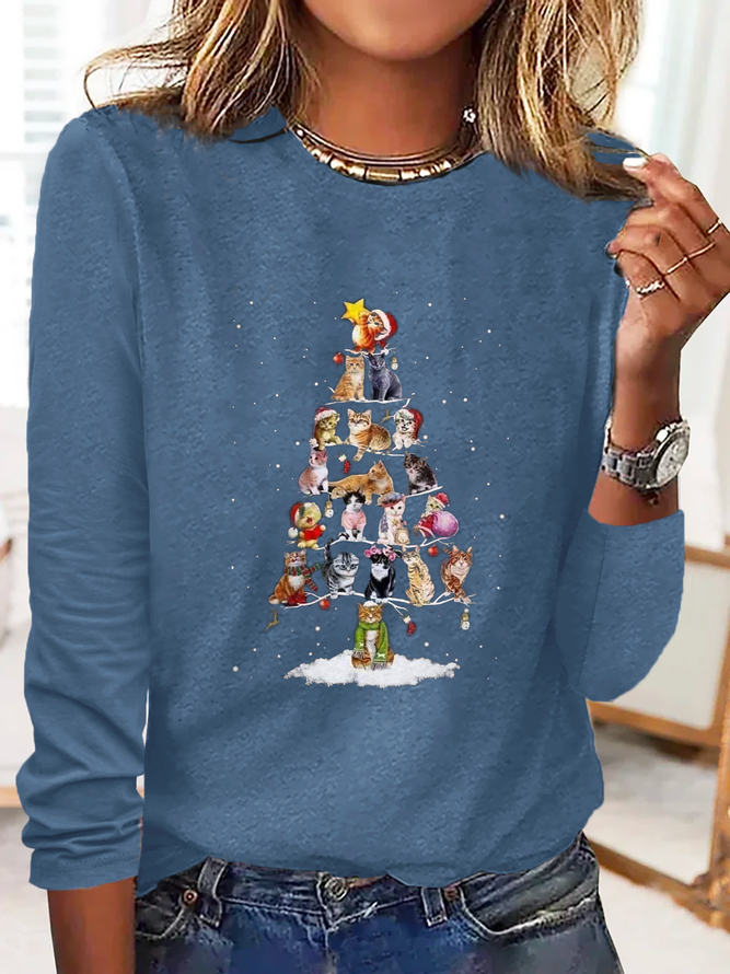 Weihnachtsbaum Print Lässig T-Shirt