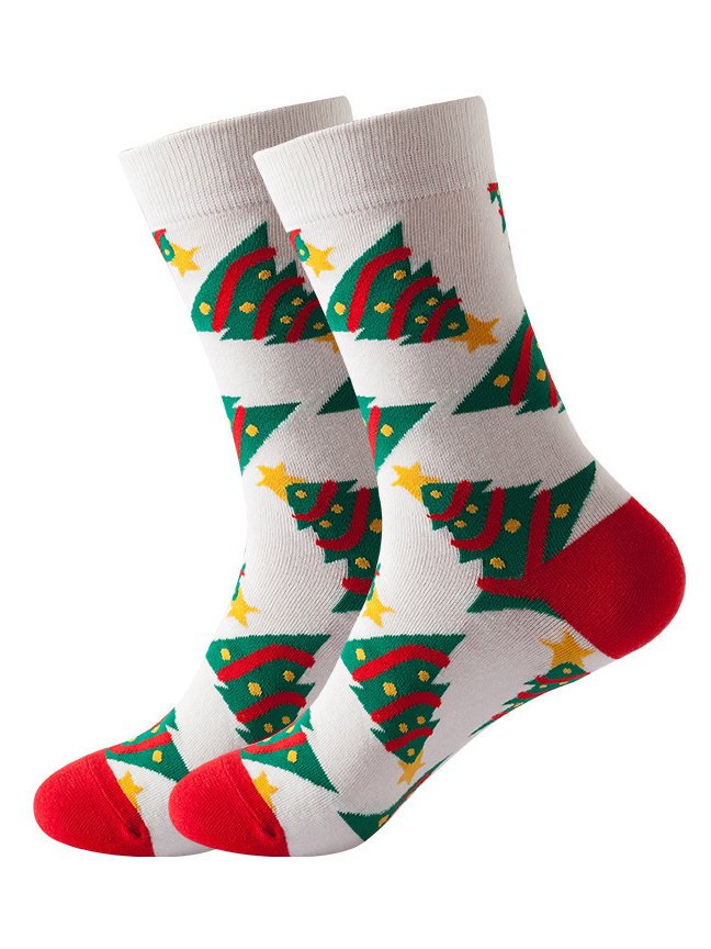 Weihnachten Baumwolle Hoch Strecken Weihnachtsmann Baum Schneeflocke Muster Socken festlich Party Matching