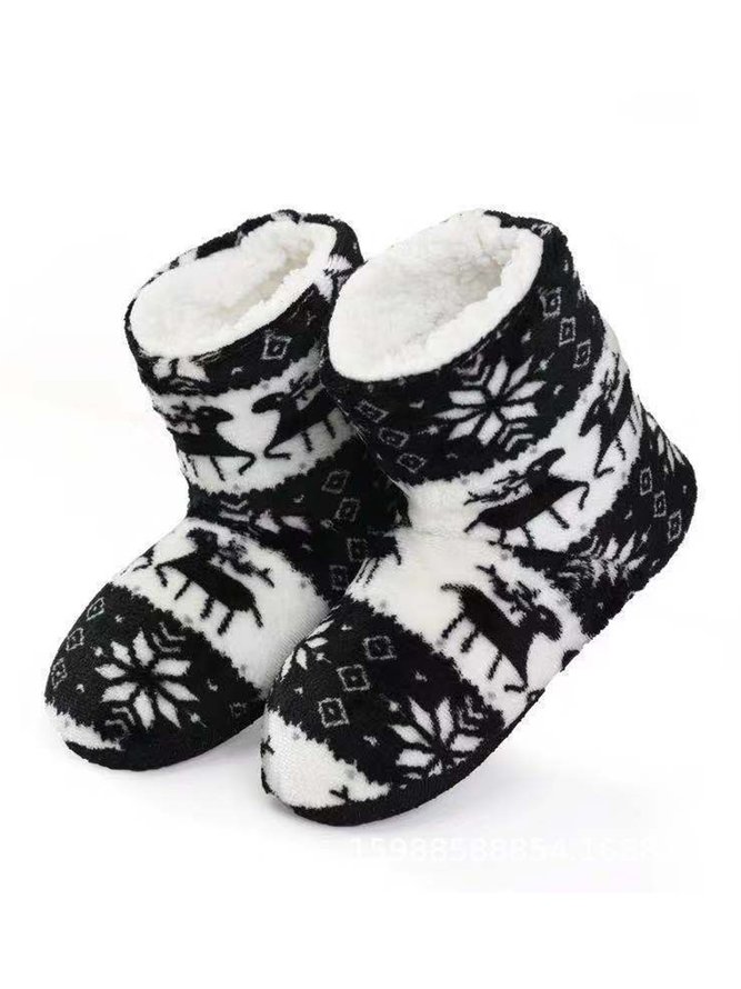 Damen Weihnachten Nicht-Unterhose Warm Zuhause Stiefelette