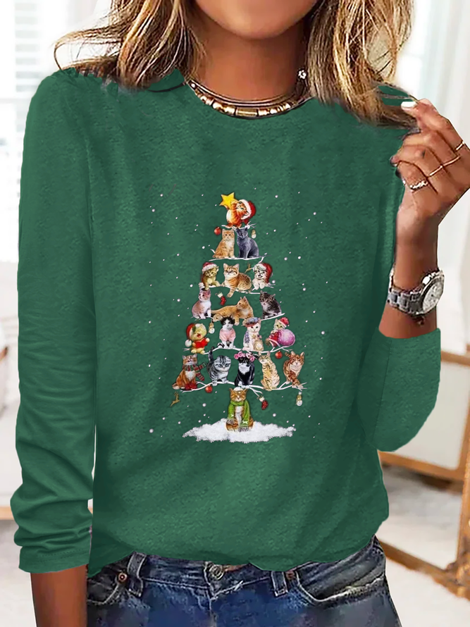 Weihnachtsbaum Print Lässig T-Shirt