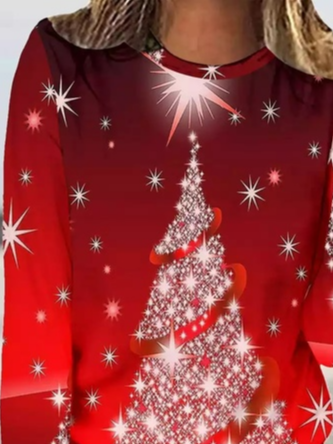 Weihnachten Rundhals Regelmäßige Passform T-Bluse