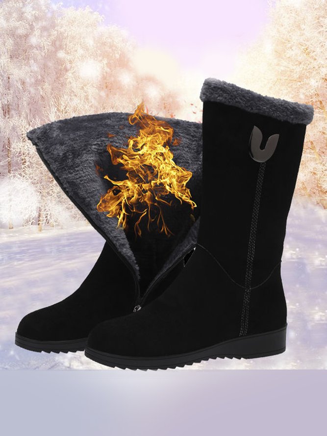Retro Weich Kunstwildleder Warm Plüsch Postleitzahl-oben Stiefelette
