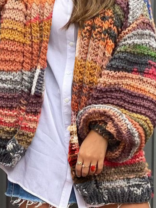 Wolle/Stricken Weit Lässig Pullover Mantel