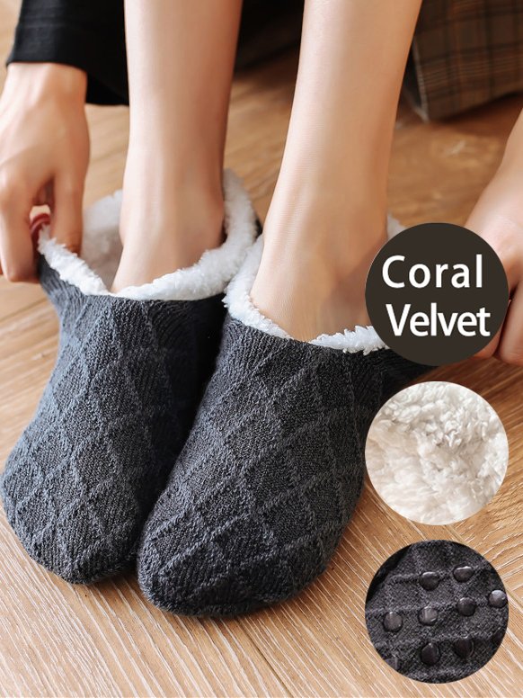 Wolle Twist Muster Korallenfarbe Vlies Socken Socken für den Boden Herbst Winter Warm Zubehör