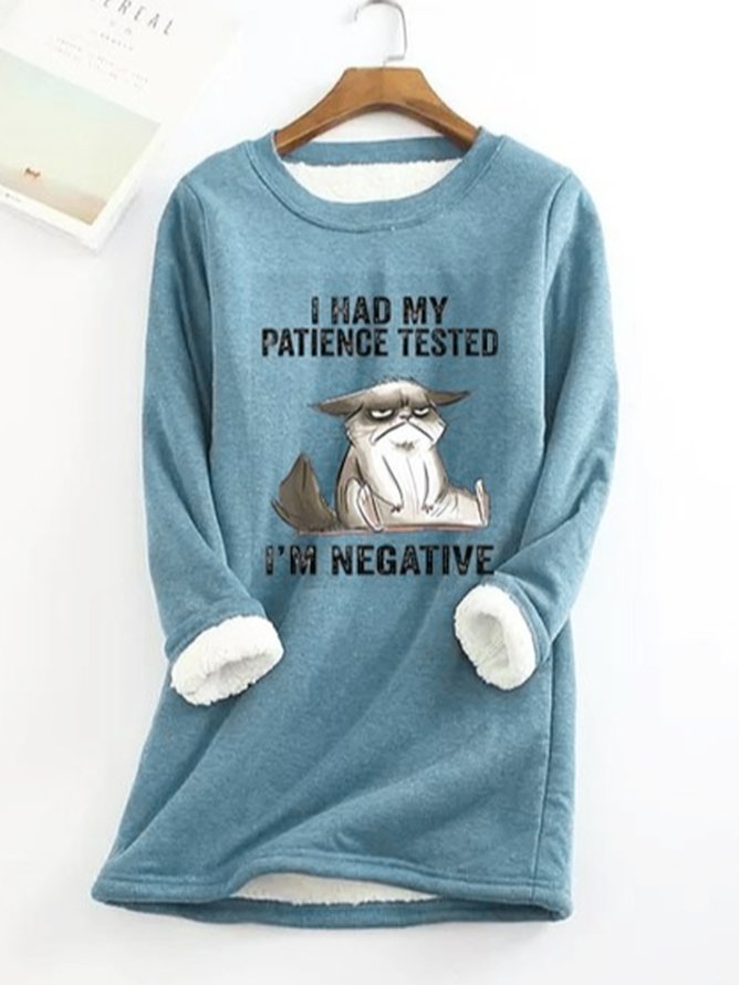 Damen Ich hatte meine Die Geduld Getestet bin ich Negativ Katze Png Spaß Vlies thermal Sweatshirt