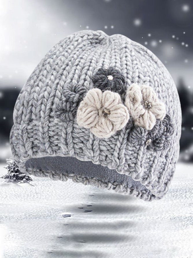 Grau Applikation Stricken Hut