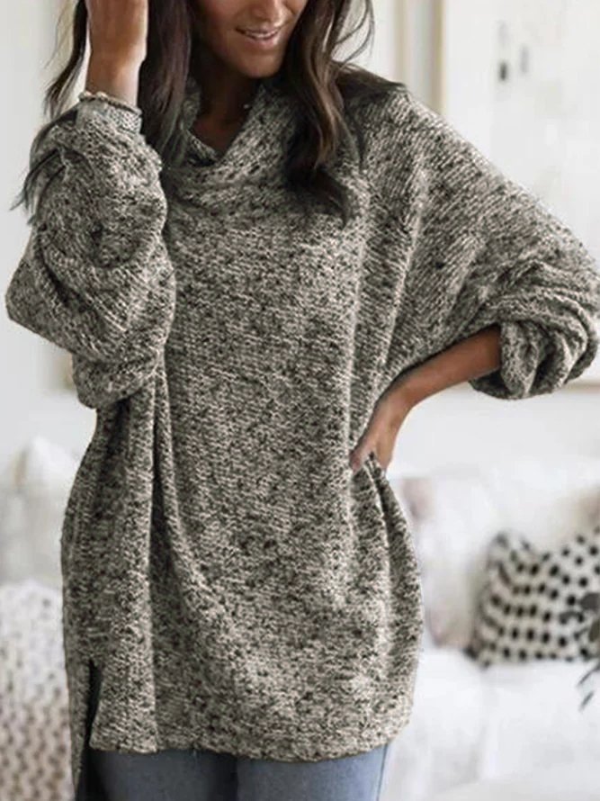 Lässiger Einfarbiger Pullover mit Kapuze