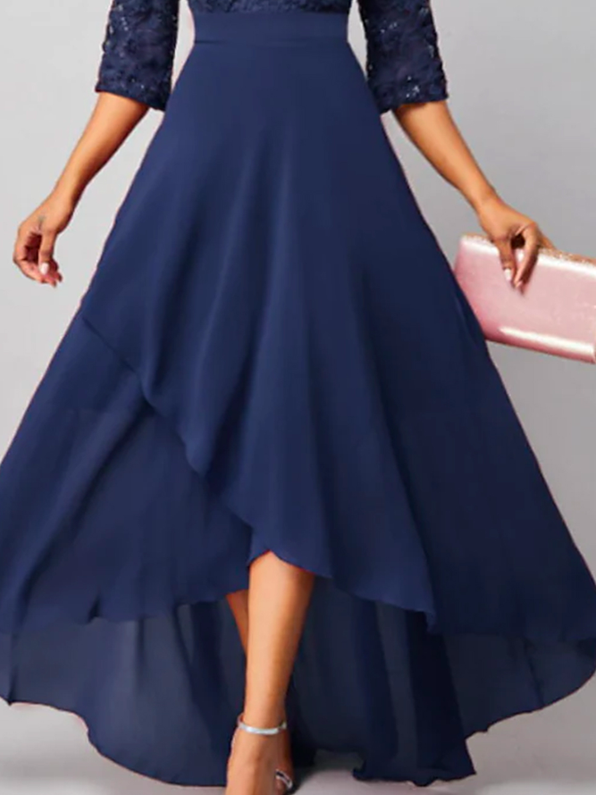 V-Ausschnitt Unifarben Urban Kleid