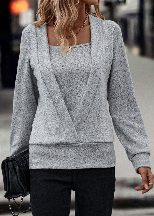 Weit Karree-Ausschnitt Lässig Sweatshirt