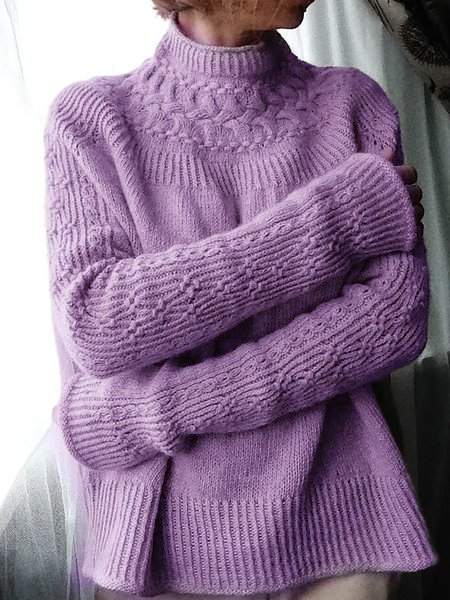 Gestrickt Unifarben Lässig Shirts & Blusen&Shirt
