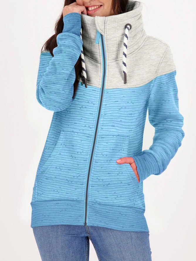 Damen Geometrisch Lässig Winter Reißverschluss Normal Mikroelastizität Täglich Regelmäßig H-Linie Jacke
