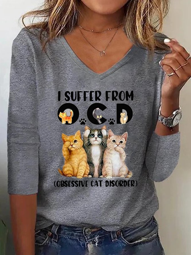 Ich leide von Zwangsstörung Katze Störung Lässig T-Shirt
