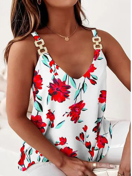 Geblümt Lässig Weit Tanktop & Cami