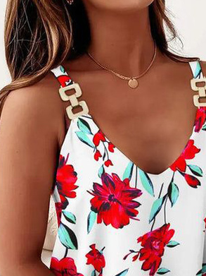 Geblümt Lässig Weit Tanktop & Cami